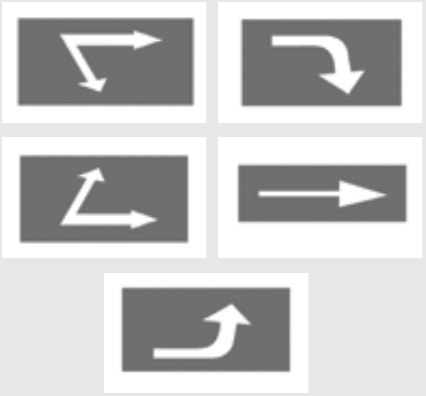 Handbook illustration 621-625: Lane arrows