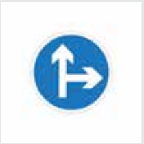 Sign: Turn right or continue straight ahead