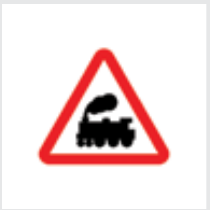 Sign: Level crossing without barrier ahead